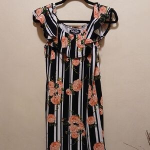 Floral Striped Kids Casual Dress